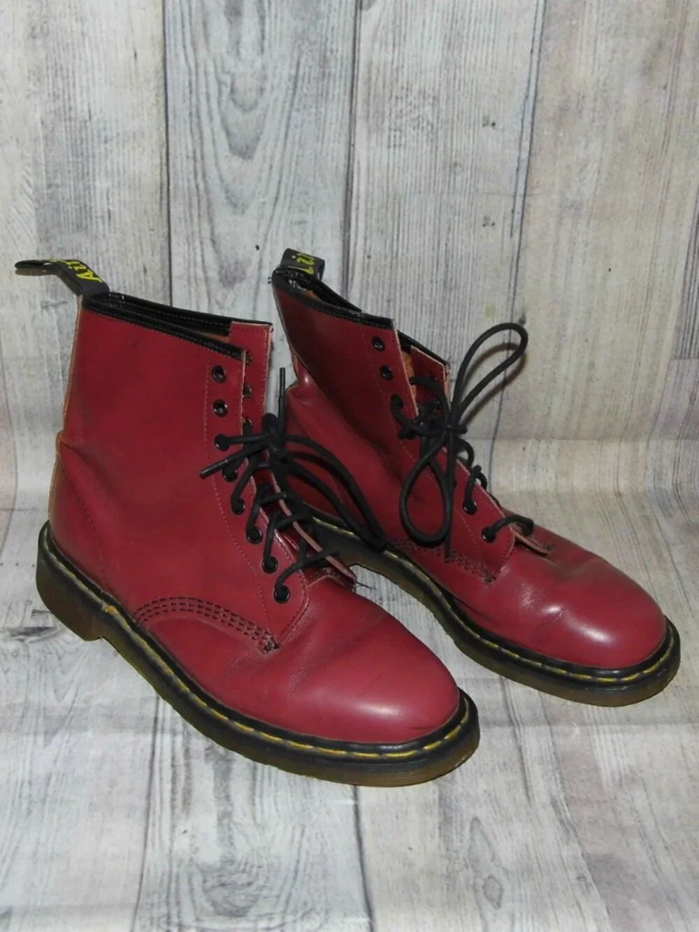 DR. MARTENS Vintage 8-Eye Made In England Oxblood Lthr Boots Mens Size 10/UK 9